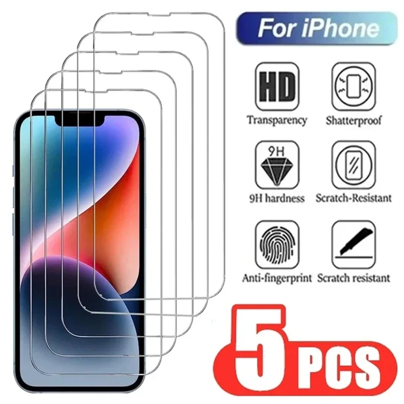 

3-5Pcs Tempered Glass for iPhone 13 11 12 14 Pro Max Mini 15 Plus Screen Protectors For iPhone 15 PRO XR XS MAX Protective Glass