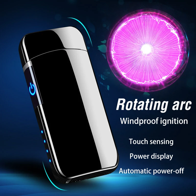 Metal Outdoor Windproof Touch Sensing Rotating Arc USB Electric Lighter Power Display Pulse Plasma Flameless Lighter Men's Tools
Metal Outdoor Windproof Touch Sensing Rotating Arc USB Electric Lighter Power Display Pulse Plasma Flameless Lighter Men's Tools