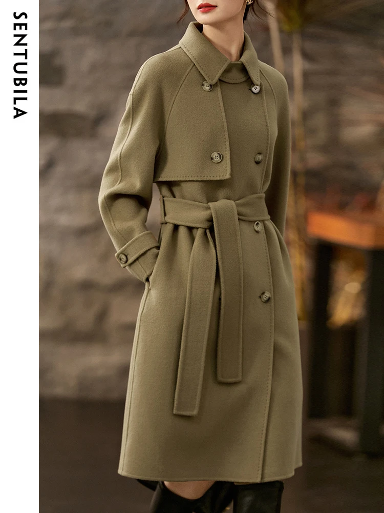 Sentubila Women's Wool Coat 2023 Comfortable Double-faced Solid Color Mid-length Elegant Luxury Outerwear Female W24O42066
Sentubila Women's Wool Coat 2023 Comfortable Double-faced Solid Color Mid-length Elegant Luxury Outerwear Female W24O42066