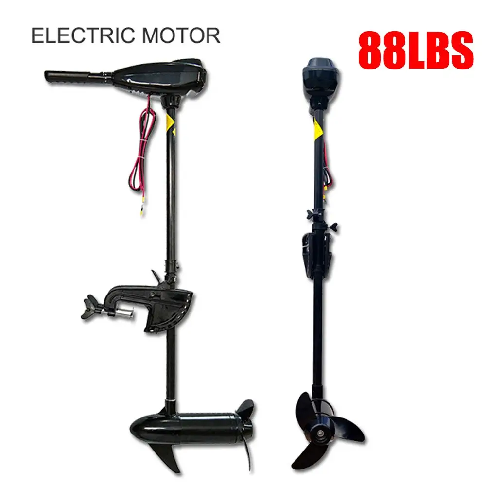 

88 LBS 12V Electric Trolling Motor 1200W Outboard Boat Engine Transom Mount Inflatable Fishing Kayak Propeller