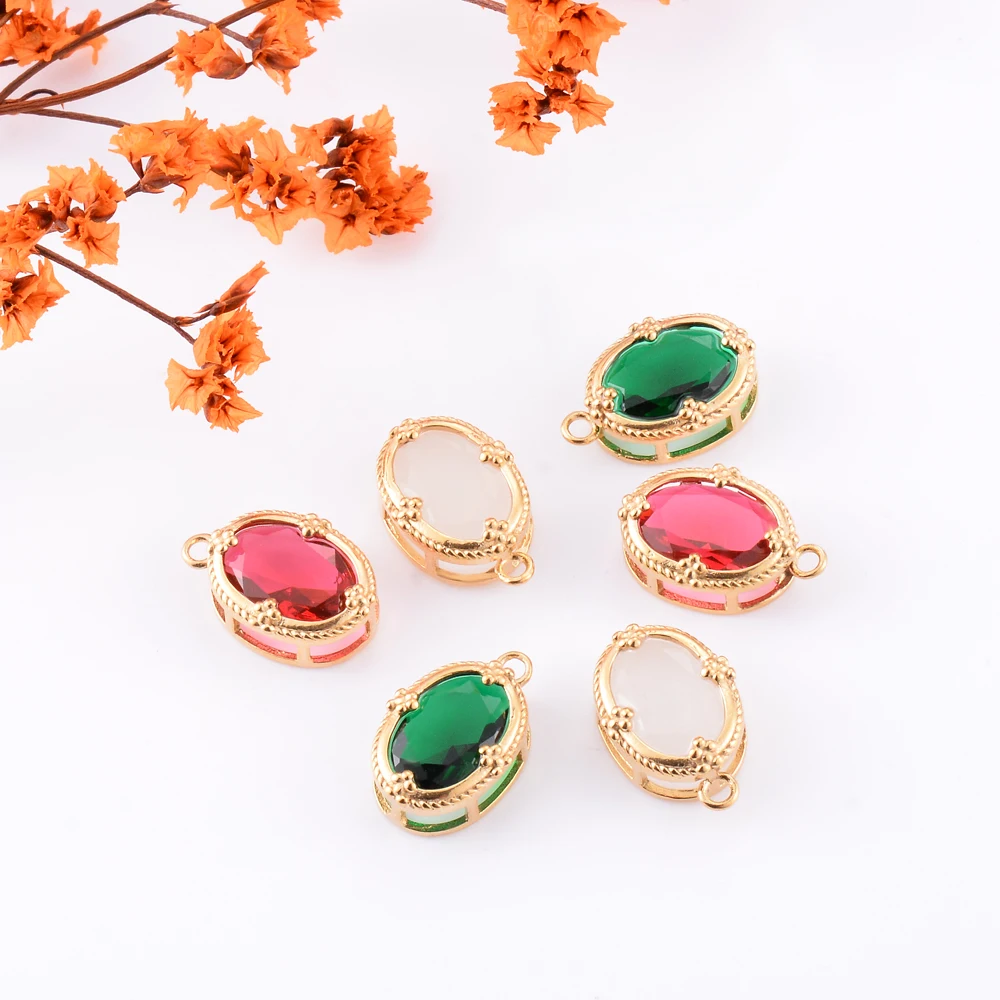 2pcs/lot 3 Colors Simple Oval Zircon Stainless Steel 18k Gold Charm Pendants Stone For DIY Necklaces Earring Jewelry Making
2pcs/lot 3 Colors Simple Oval Zircon Stainless Steel 18k Gold Charm Pendants Stone For DIY Necklaces Earring Jewelry Making