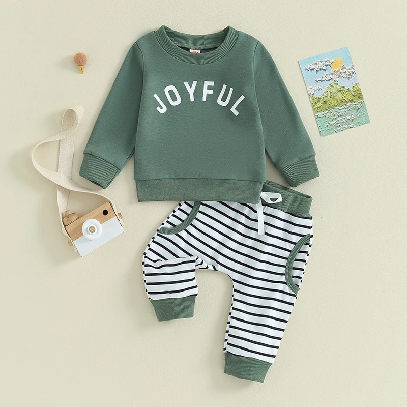0-3Y Baby Boy Christmas Adorable Outfits Green Letter Print Long Sleeve Crew Neck Sweatshirt Striped Pants Set Featival Clothes
0-3Y Baby Boy Christmas Adorable Outfits Green Letter Print Long Sleeve Crew Neck Sweatshirt Striped Pants Set Featival Clothes