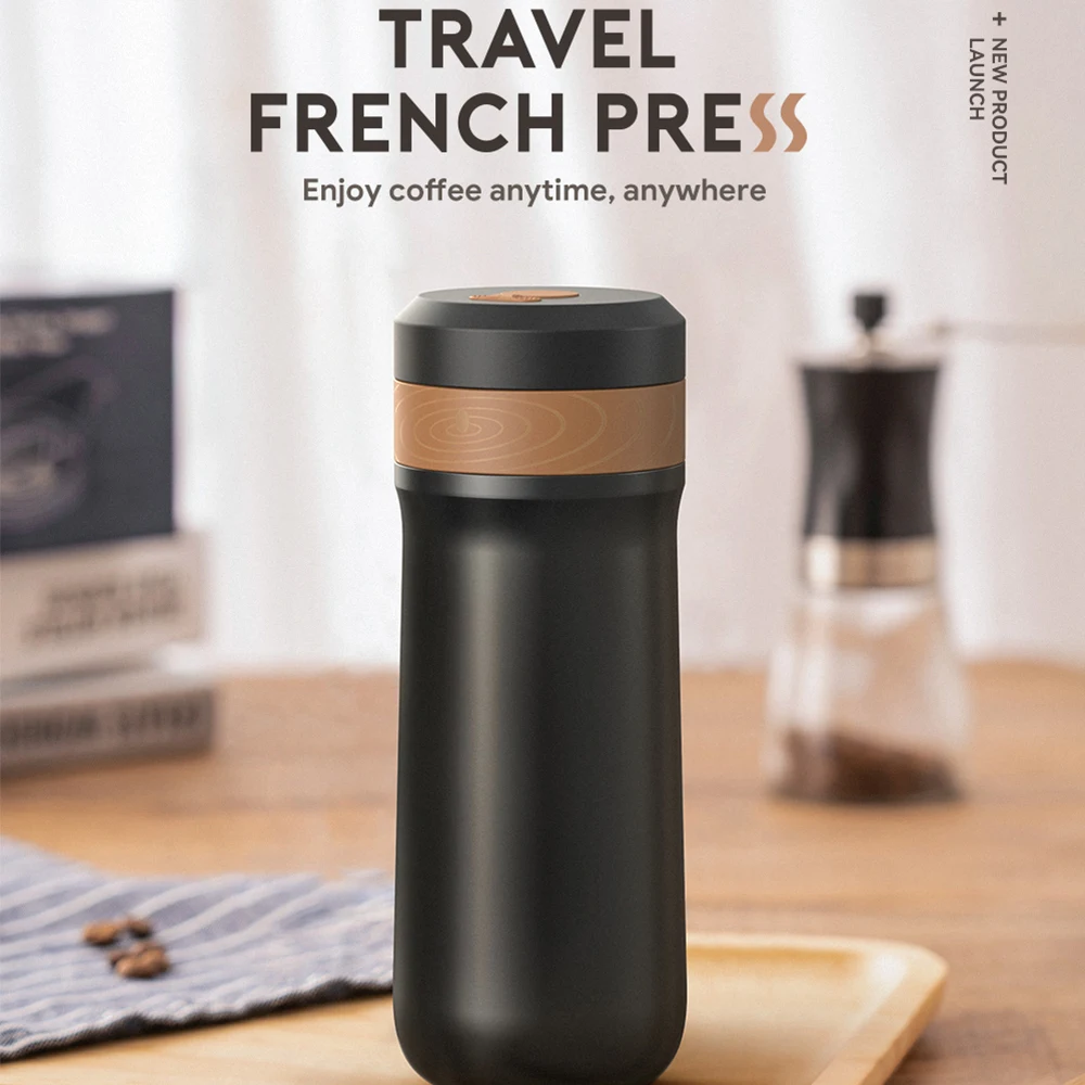 Generic French filter press portable outdoor coffee press with coffee