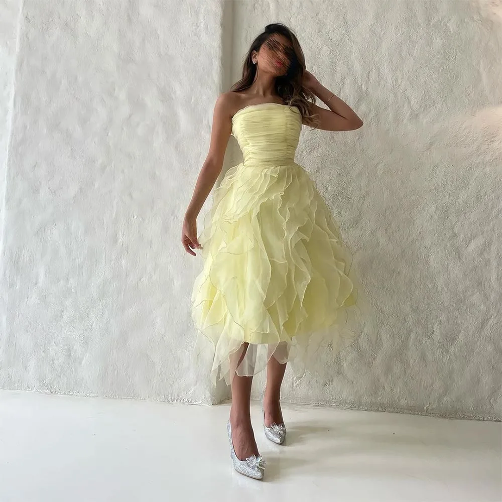 Xijun Short Baby Yellow Dubai Tiered Ruffles Evening Dresses Sleeveless A-Line Pleat Ruched Saudi Arabic Women Party Prom Gowns
Xijun Short Baby Yellow Dubai Tiered Ruffles Evening Dresses Sleeveless A-Line Pleat Ruched Saudi Arabic Women Party Prom Gowns