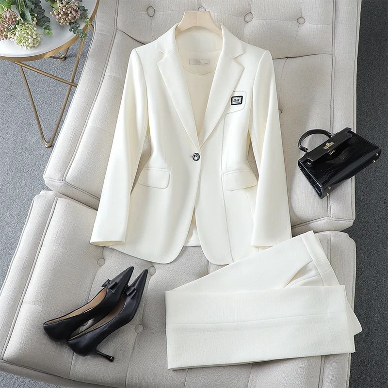 Lenshin High Quality 2 Piece Set Single Button Business Pant Suit Binding Blazer Office Lady Uniform Women Jacket And Trousers
Lenshin High Quality 2 Piece Set Single Button Business Pant Suit Binding Blazer Office Lady Uniform Women Jacket And Trousers