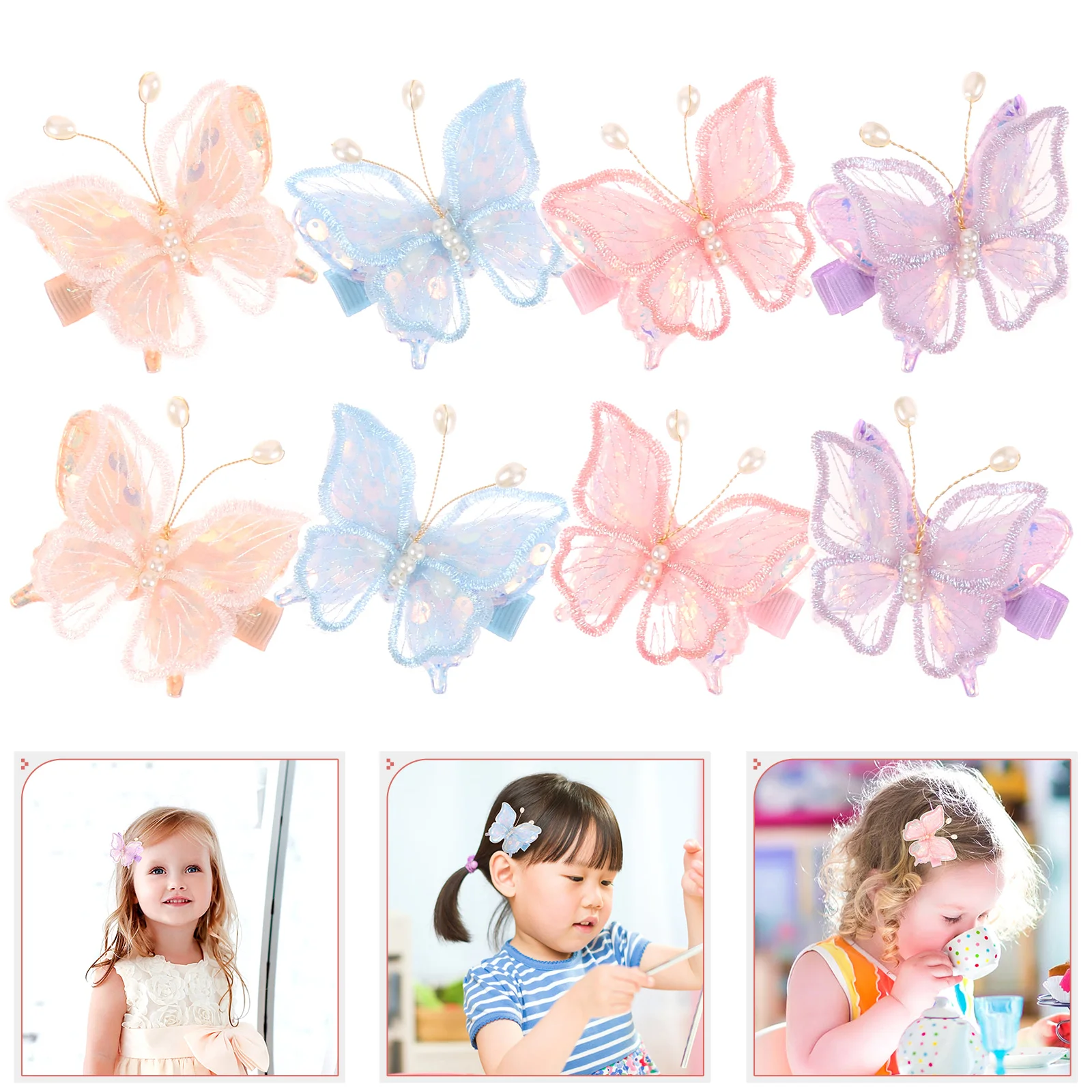 Заколки для волос с бабочками 8 шт., заколки для волос, аксессуары для укладки волос для девочек
Заколки для волос с бабочками 8 шт., заколки для волос, аксессуары для укладки волос для девочек