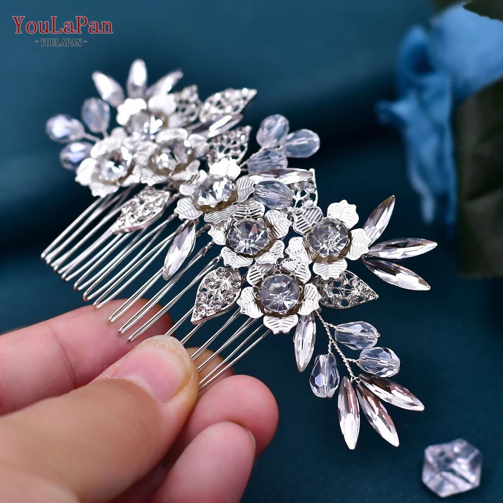 

TOPQUEEN Crystal Bridal Hair Accessories for Woman Tiara Rhinestone Bridal Headpieces Silver Bridal Comb Wedding Hair Clip HP303