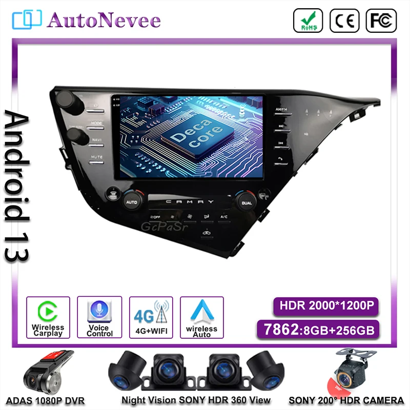 Android 13 for Toyota Camry 8 XV 70 2017- 2021 Car Radio Multimedia Video Player Navigation No 2din 2 din dvd
Android 13 for Toyota Camry 8 XV 70 2017- 2021 Car Radio Multimedia Video Player Navigation No 2din 2 din dvd
