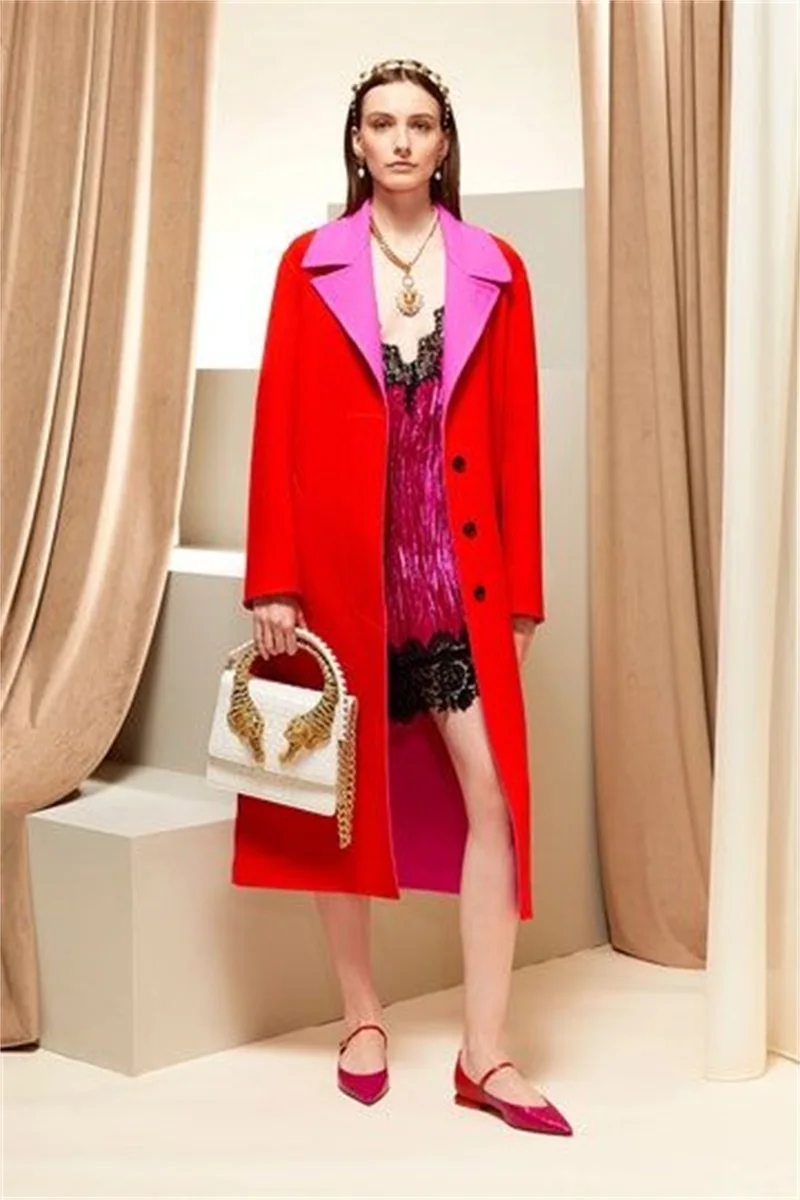 Designer Women Suit Blazer Long Thick Red Overcoat Splicing Color Winter Cashmere Woolen Formal Coat Jacket Female Custom Made
Designer Women Suit Blazer Long Thick Red Overcoat Splicing Color Winter Cashmere Woolen Formal Coat Jacket Female Custom Made