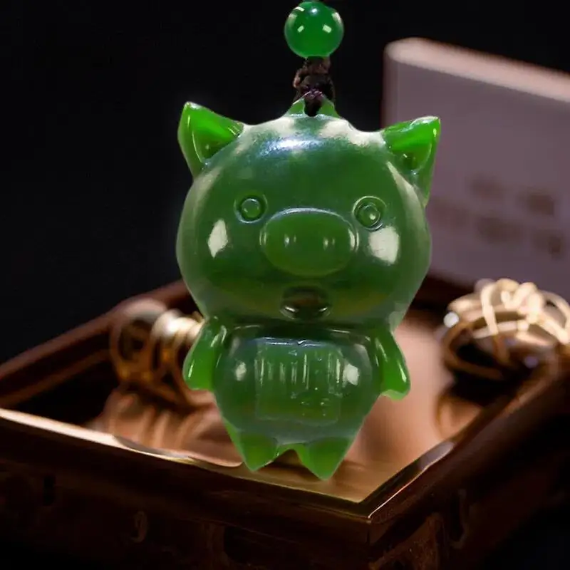 

Зеленая реальная Нефритовая свинья аксессуары для талисманов резные ювелирные изделия винтажный подарок Роскошная натуральная яшма