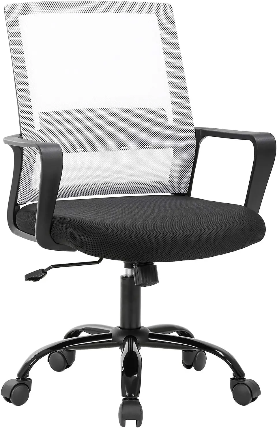 

Ergonomic Desk Chair Swivel Rolling Computer Chair Executive Lumbar Support Task Mesh Chair Adjustable Stool (White)