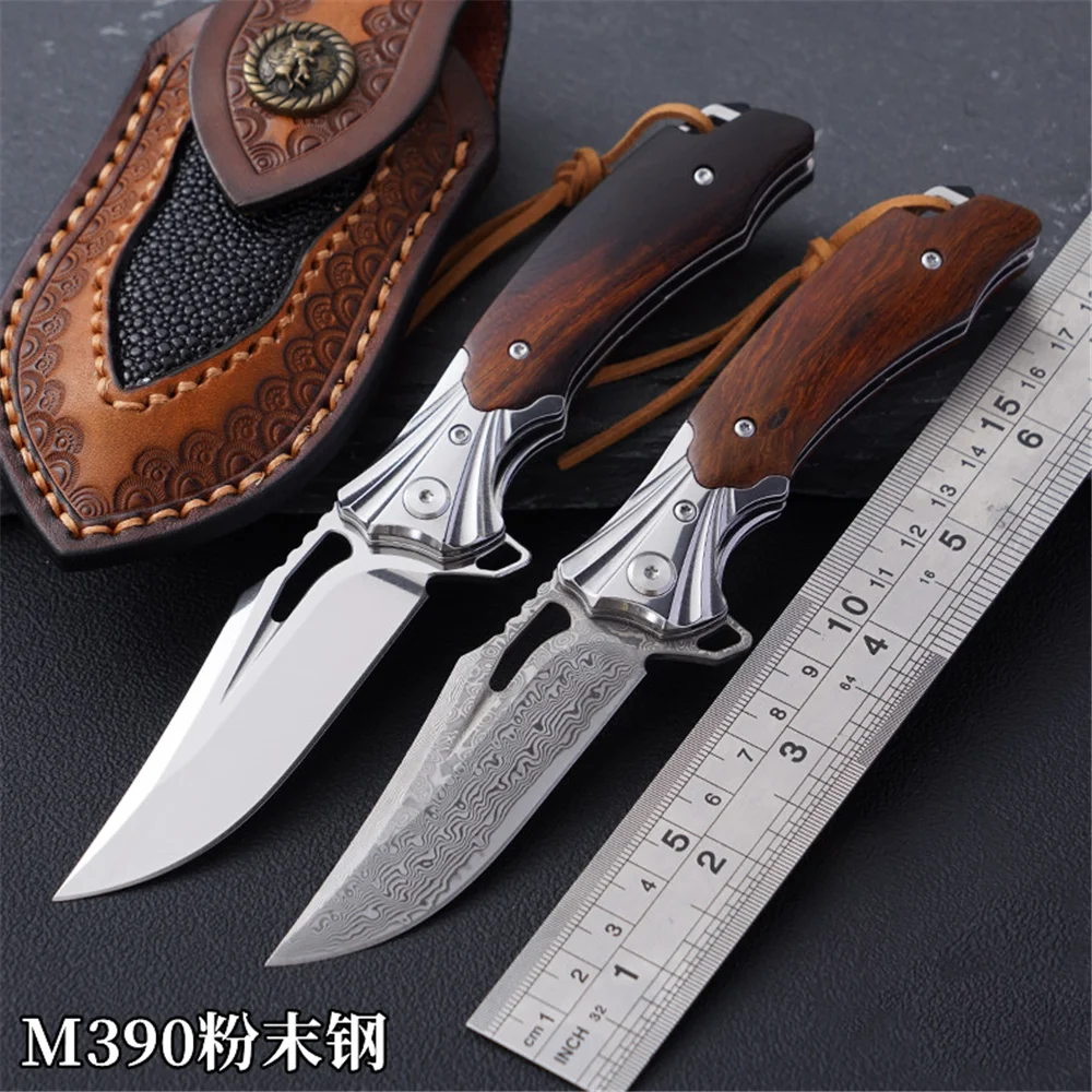 

Damascus Steel M390 Blade Folding Knife Bearing High Hardness Camping Survival Hunting Knife Outdoor EDC Kitchen Defense Tool