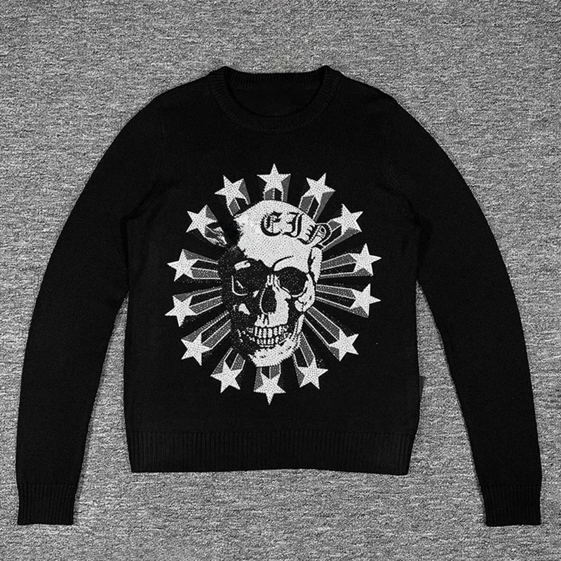 Men's Sweaters Fall And Winter New Classic Skull Style Rhinestone Design Pullover Fashion Luxury Men's Sweater
Men's Sweaters Fall And Winter New Classic Skull Style Rhinestone Design Pullover Fashion Luxury Men's Sweater
