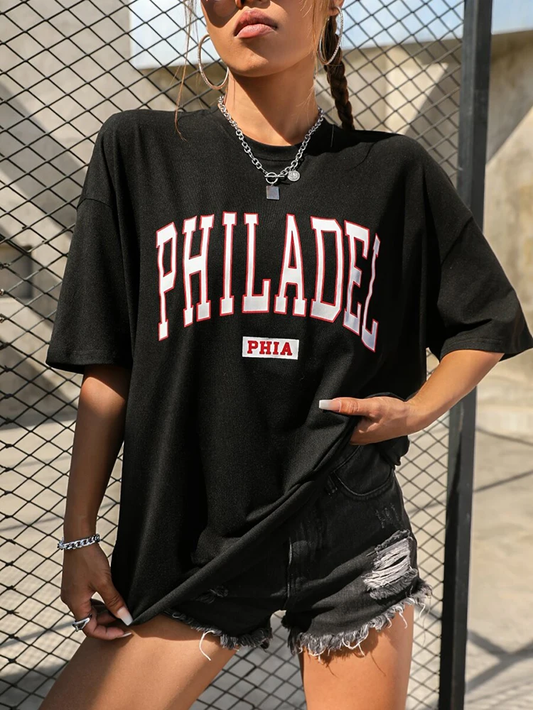 PHILADEL US Cities Streetwear Women Summer Breathable Cotton T-Shirts Fashion Hip Hop Oversize Tops Creativity Brand Tee Clothes
PHILADEL US Cities Streetwear Women Summer Breathable Cotton T-Shirts Fashion Hip Hop Oversize Tops Creativity Brand Tee Clothes