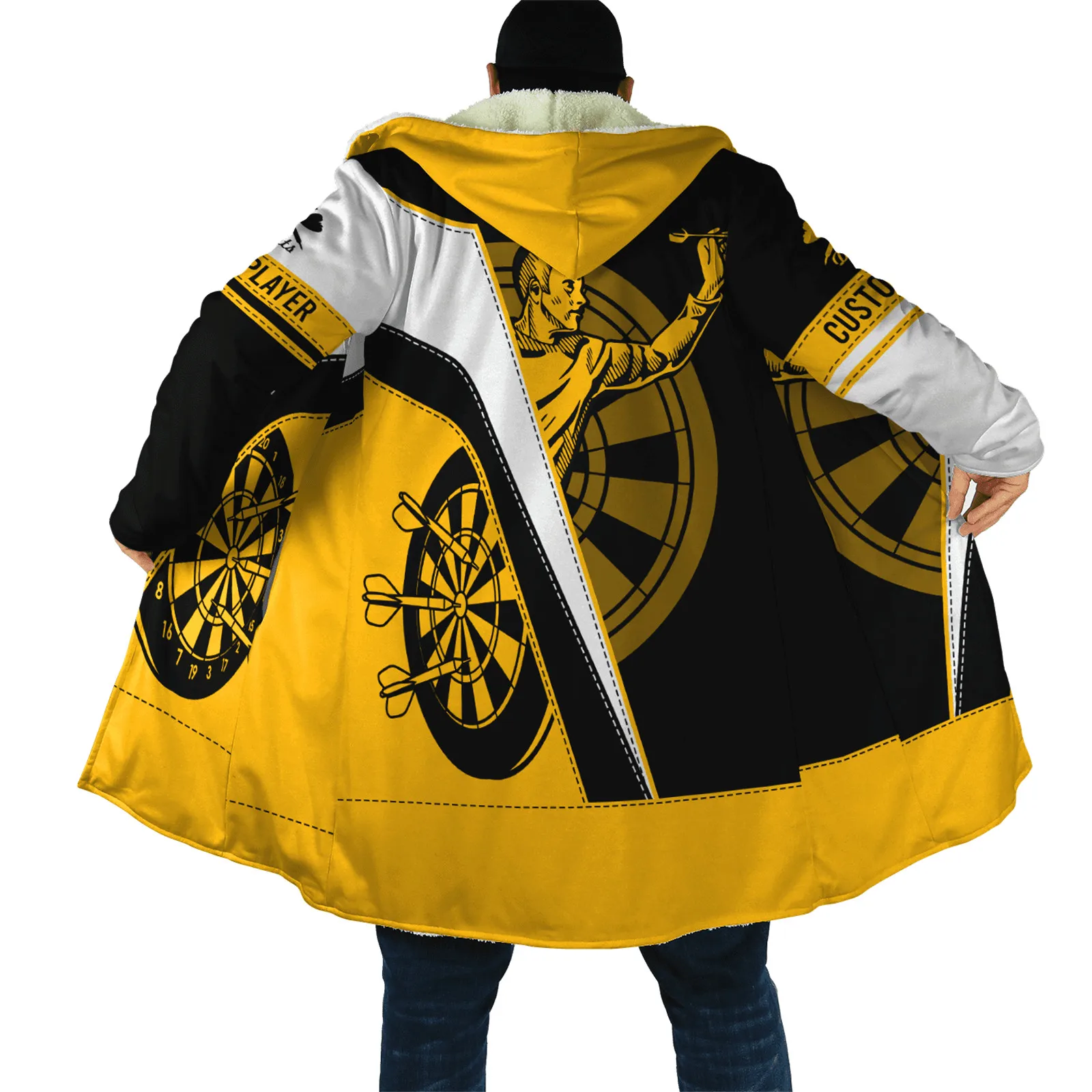 

HX Winter Cape DIY Name Beer Pattern Tattoo Game 3D Print Hooded Cloak for Men Windproof Fleece Cape Hooded Blanket Dropshipping