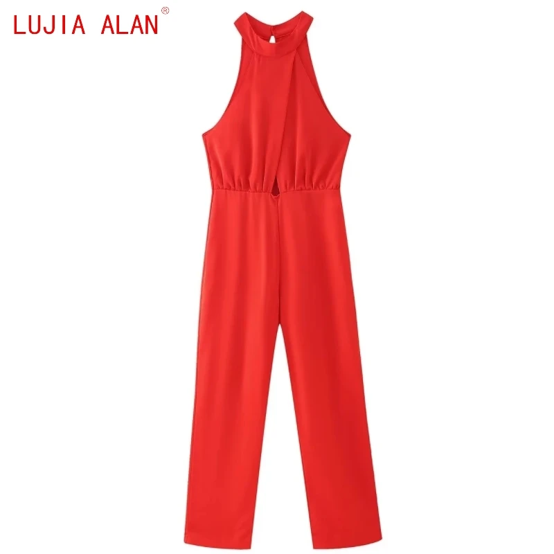 New Women Opening Cross Halter Siamese Straight Leg Pants Casual Female Loose Jumpsuits LUJIA ALAN P5256
New Women Opening Cross Halter Siamese Straight Leg Pants Casual Female Loose Jumpsuits LUJIA ALAN P5256