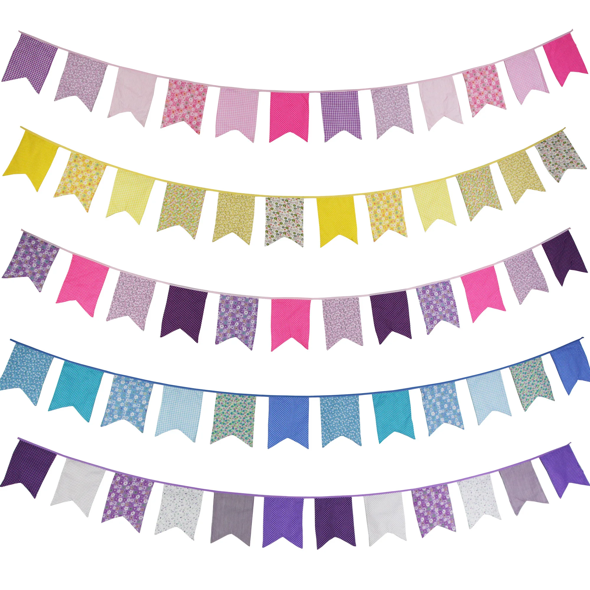 

3.5M Multicolor Fabric Bunting 12 Fishtail Flags Wedding Party Decor Banner Home Baby Shower Carnival Garland