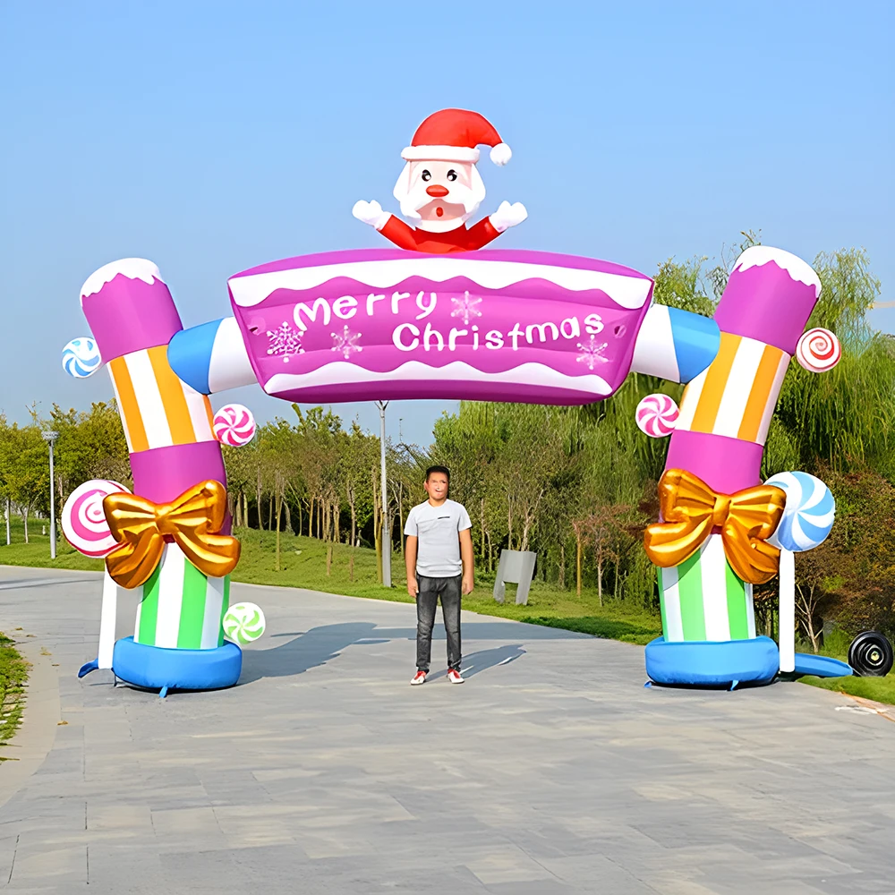 

10 styles Christmas inflatable archway, blow up inflatable arch with snowman santa claus with blower free ship
