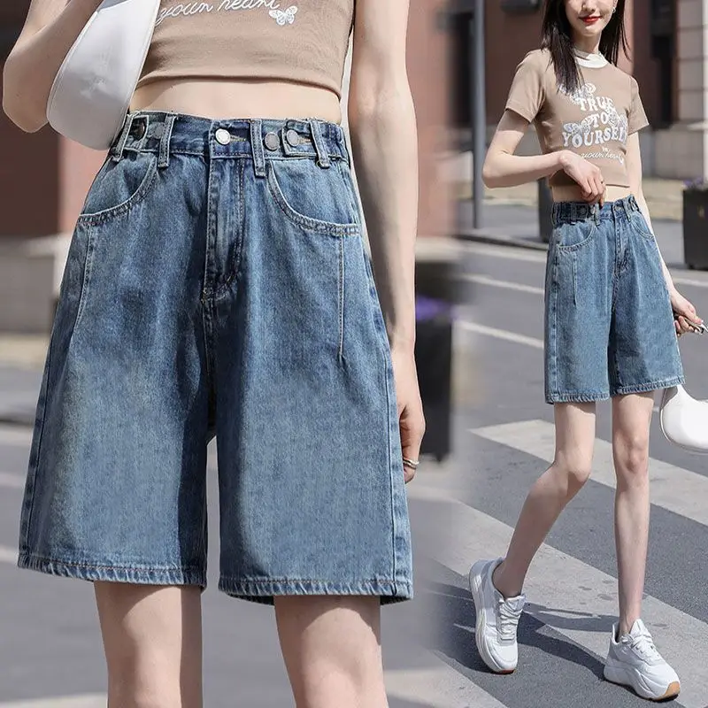 Summer Retro Denim Shorts Women's 2023 New High Waist Wide Leg Slimming Design Straight Fifth Jeans Shorts Female
Summer Retro Denim Shorts Women's 2023 New High Waist Wide Leg Slimming Design Straight Fifth Jeans Shorts Female
