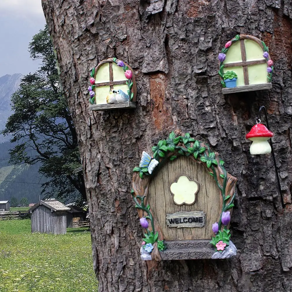 Door Art Tree Sculpture Statue Fairy Gnome Door Sculpture for Garden Ornament Outdoor Decor Miniature Figurine with Window
Door Art Tree Sculpture Statue Fairy Gnome Door Sculpture for Garden Ornament Outdoor Decor Miniature Figurine with Window