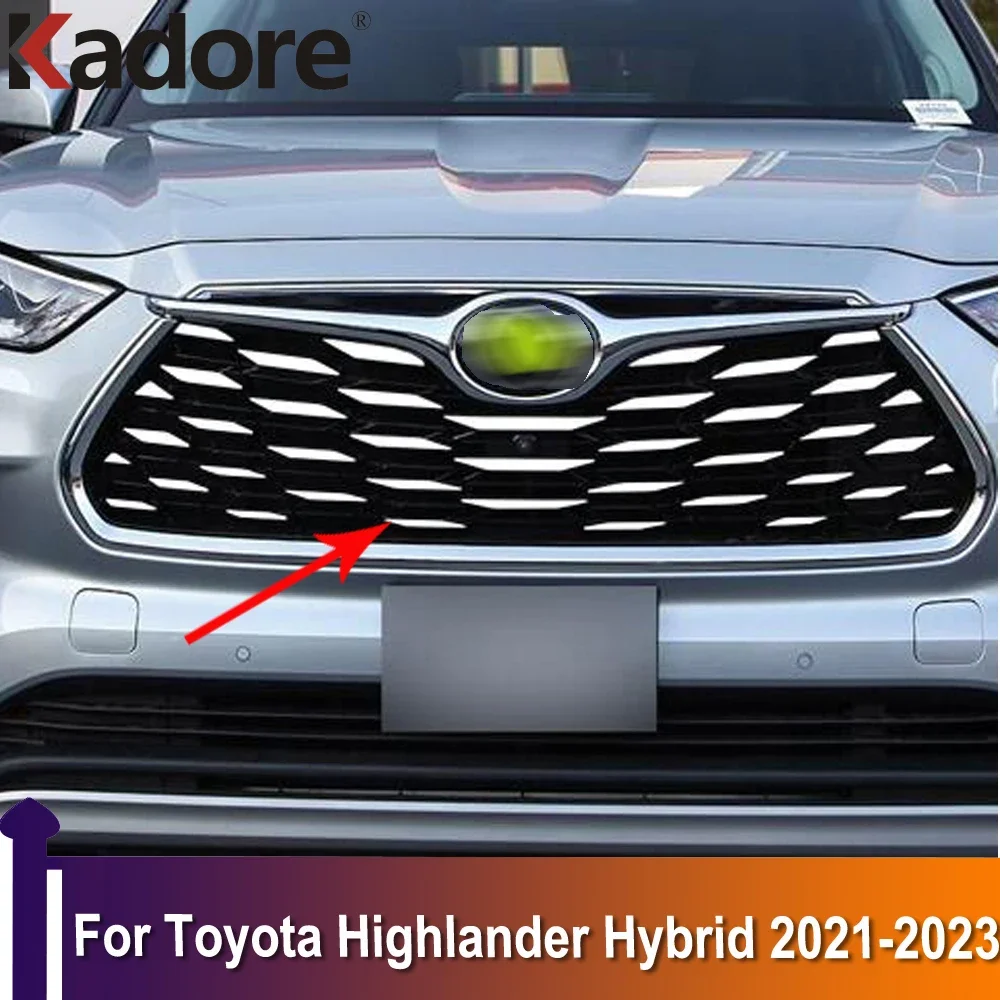 

For Toyota Highlander Hybrid 2021 2022 2023 Front Grille Grill Hood Cover Trim Sticker Exterior Car Accessories Stainless Steel