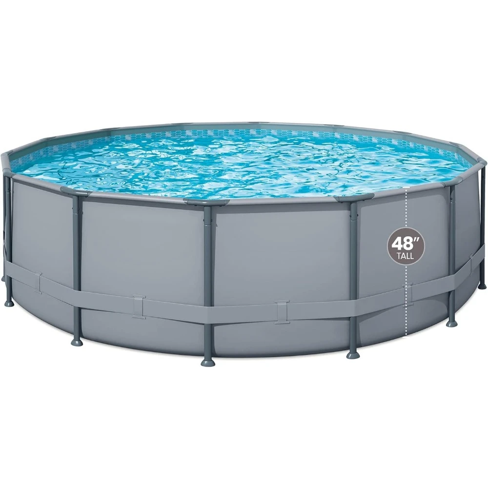 

Swimming Pool 16ft X 48in Round Oasis Above Ground Pool Gray With SkimmerPlus Filter Pump & Ladder Outdoor Hot Tubs Accessories