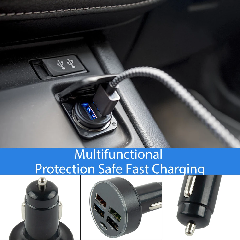 150W Fast Car Charger 4 USB Port + Type C Universal Socket Adapter Multi Port Car Charger Car Mounted Convenient Fast Chargers
150W Fast Car Charger 4 USB Port + Type C Universal Socket Adapter Multi Port Car Charger Car Mounted Convenient Fast Chargers