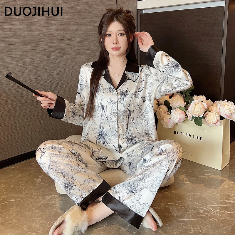DUOJIHUI, осенняя повседневная домашняя пижама контрастных цветов для женщин, новые однобортные кардиганы, простые брюки, свободный женский пижамный комплект
DUOJIHUI, осенняя повседневная домашняя пижама контрастных цветов для женщин, новые однобортные кардиганы, простые брюки, свободный женский пижамный комплект