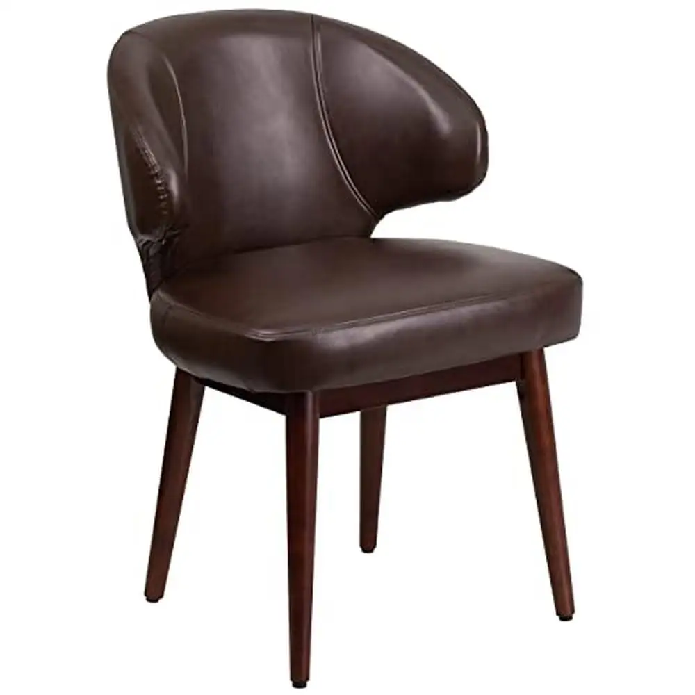 

Коричневый кожаный мягкий грецкий орех, боковой стул для приема, современное классическое сиденье с акцентом CAL 117, огнестойкая пенопластовая рама из бечевого дерева