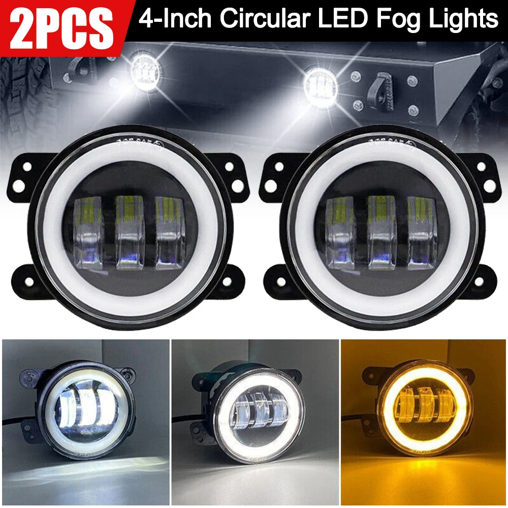 A pair of 4-inch 30W for W-rangler Angel Eyes white Angel Eyes with yellow turning function front bumper fog lights
A pair of 4-inch 30W for W-rangler Angel Eyes white Angel Eyes with yellow turning function front bumper fog lights