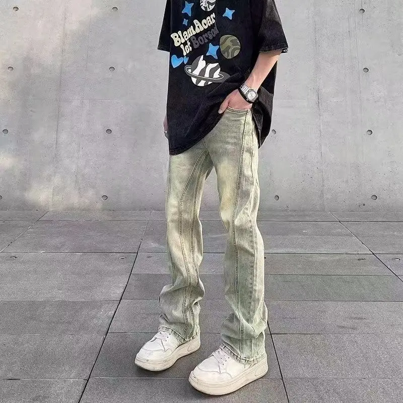 2023 Patchwork Jeans High Waist Streetwear Micro-flared denim Spring High Quality Fashion Pants Straight Wide Leg Trousers A50 
2023 Patchwork Jeans High Waist Streetwear Micro-flared denim Spring High Quality Fashion Pants Straight Wide Leg Trousers A50