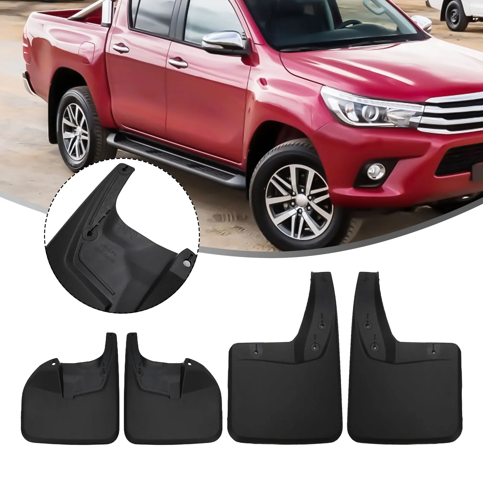 4x Auto Fender Front Rear Mudflaps Mudguards Black ABS For Toyota For Hilux For Revo Mk8 2016-17 Wear-Resistant Exterior Parts
4x Auto Fender Front Rear Mudflaps Mudguards Black ABS For Toyota For Hilux For Revo Mk8 2016-17 Wear-Resistant Exterior Parts