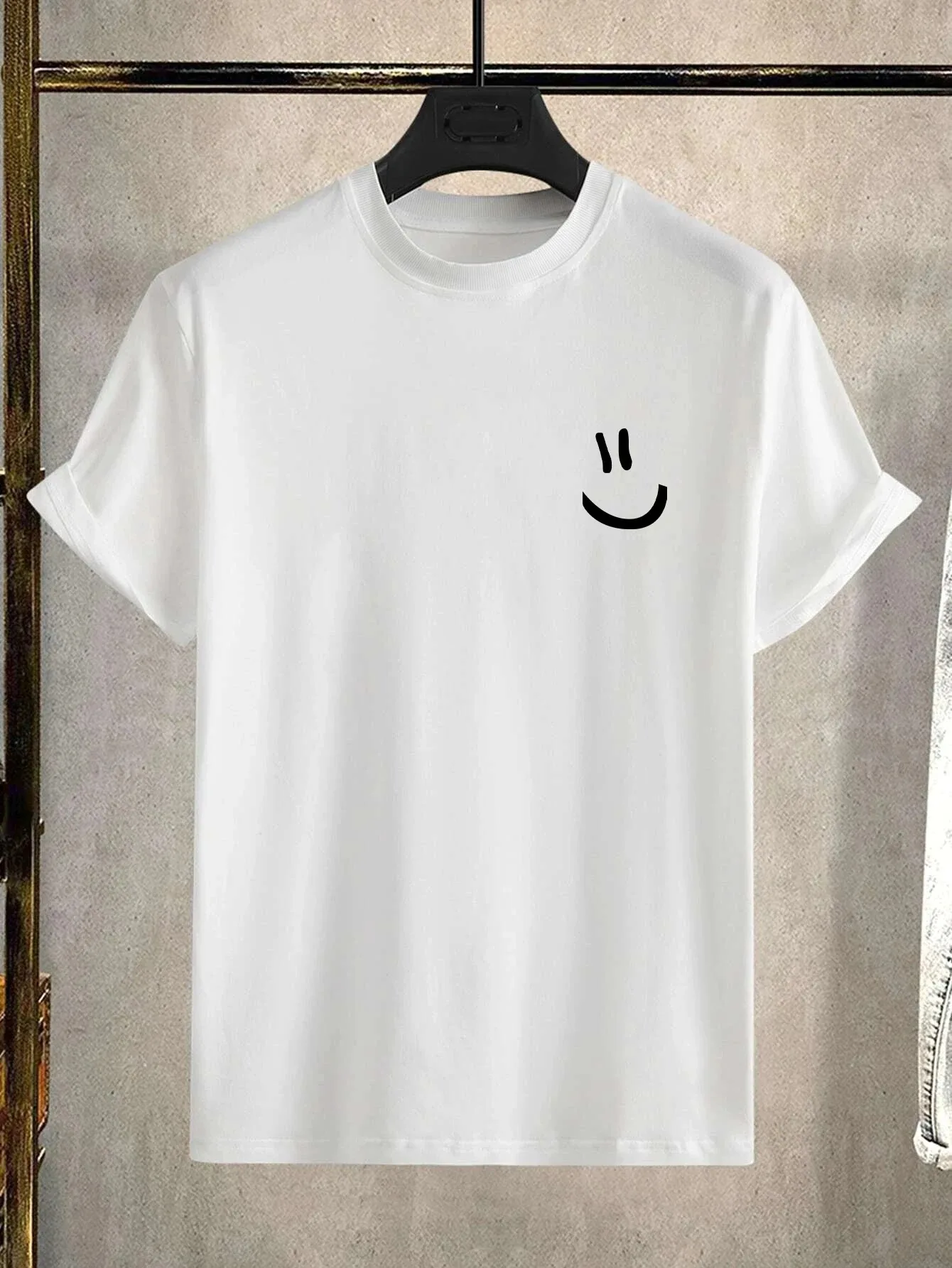 

Summer Men's Casual Crew Neck Short Sleeve Smile Printing Fashion Loose and Comfortable Oversized T-Shirt Top