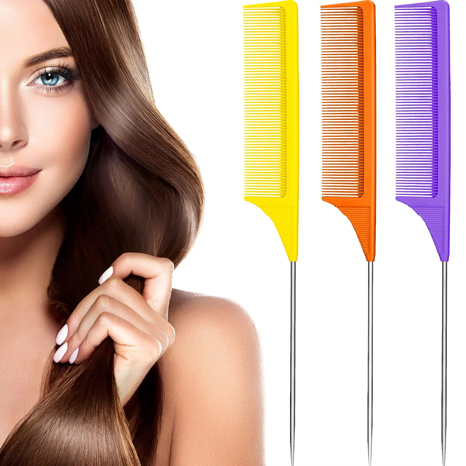 3 Packs Rat Tail Comb Steel Pin Rat Tail Carbon Fiber Heat Resistant Teasing Combs with Stainless Steel Pintail
3 Packs Rat Tail Comb Steel Pin Rat Tail Carbon Fiber Heat Resistant Teasing Combs with Stainless Steel Pintail