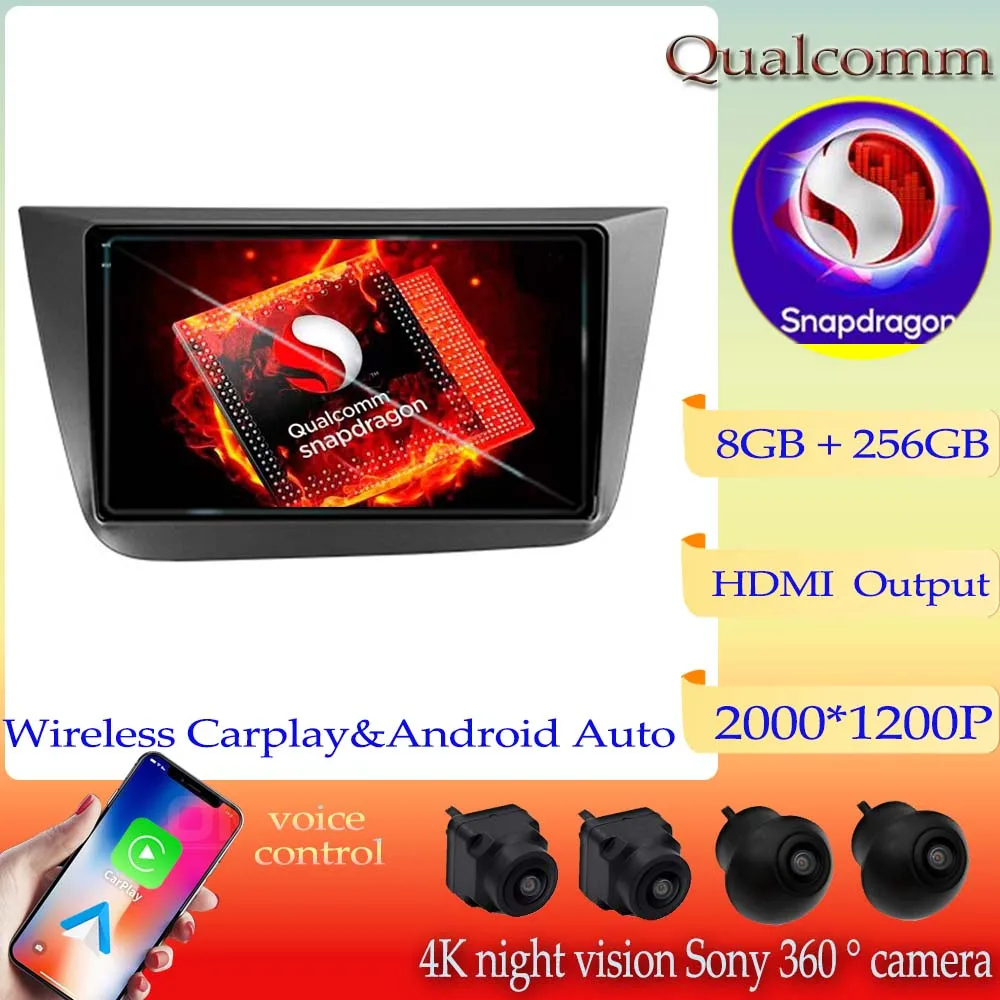 

Qualcomm Snapdragon Android 13 Auto Carplay For Seat Altea 5P 2004 - 2015 Toledo 5P III 3 2004 - 2009 Radio Multimedia Player BT