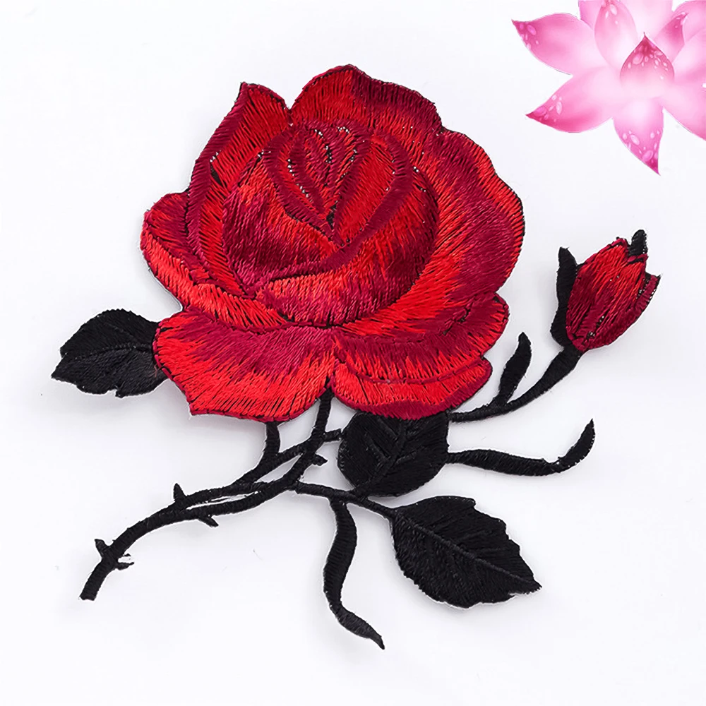 

Rose Embroidered Fabrics Patches Sticker Computerized Embroidery Applique For Chinese Style Clothing Accessory Diy Sewing Decor