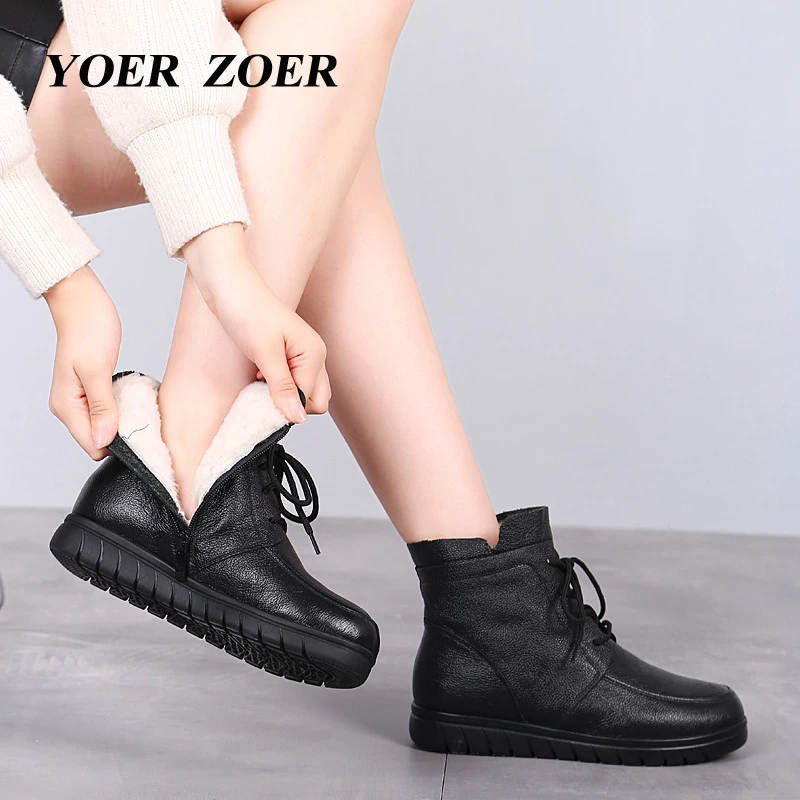 YOER ZOER Snow boots for women Genuine leather winter warm boots Thickened flat bottom wool cotton shoes Winter boots 2022 New
YOER ZOER Snow boots for women Genuine leather winter warm boots Thickened flat bottom wool cotton shoes Winter boots 2022 New