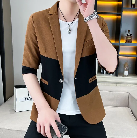 mens casual multicolor blazer top One buckle summer Slim Fit fashion mens short sleeved jacket blazer top Suit Coat
mens casual multicolor blazer top One buckle summer Slim Fit fashion mens short sleeved jacket blazer top Suit Coat