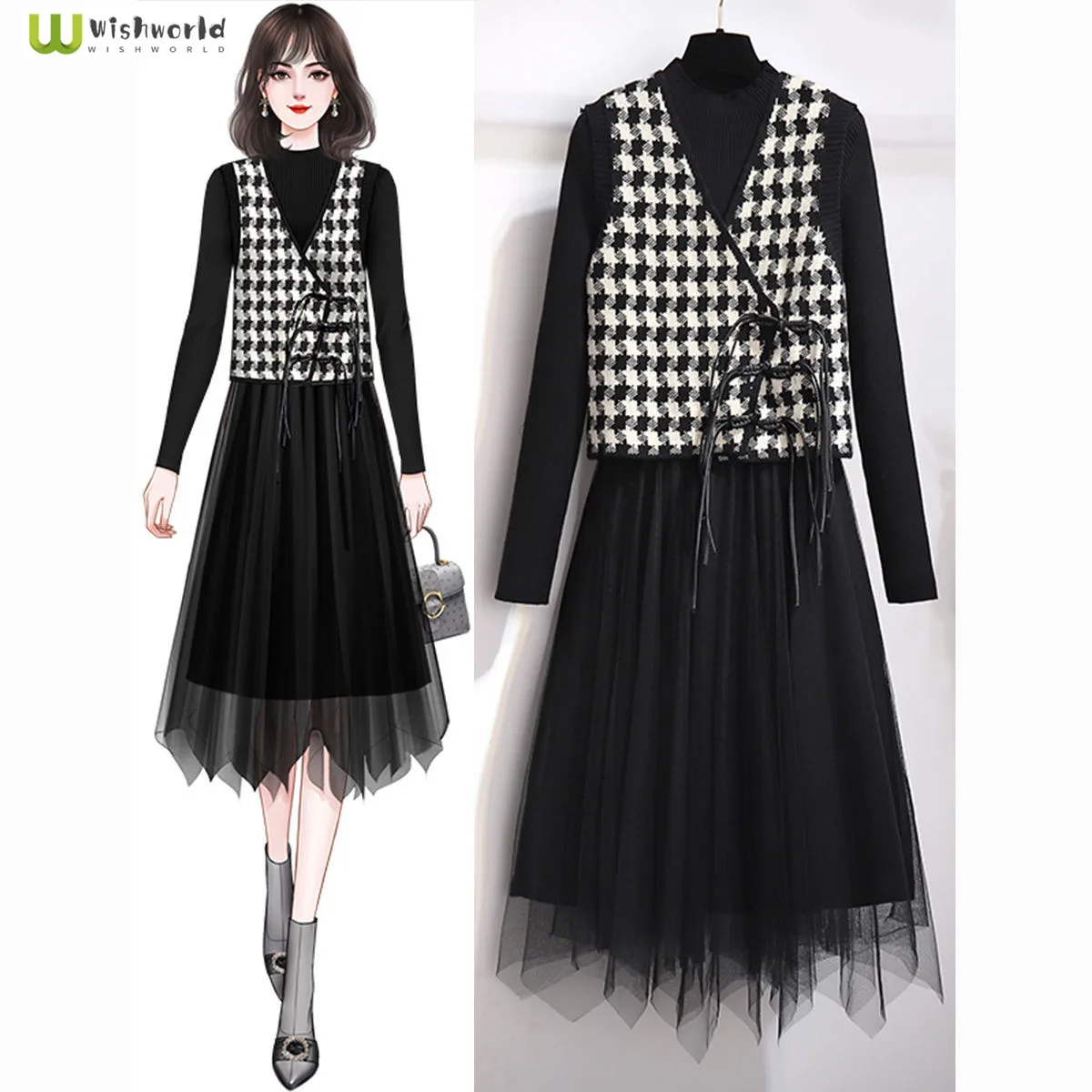 Fashion Casual Women's Suit Autumn and Winter 2022 New Korean Dress Sweater Vest Elegant Women's Two-piece Set
Fashion Casual Women's Suit Autumn and Winter 2022 New Korean Dress Sweater Vest Elegant Women's Two-piece Set