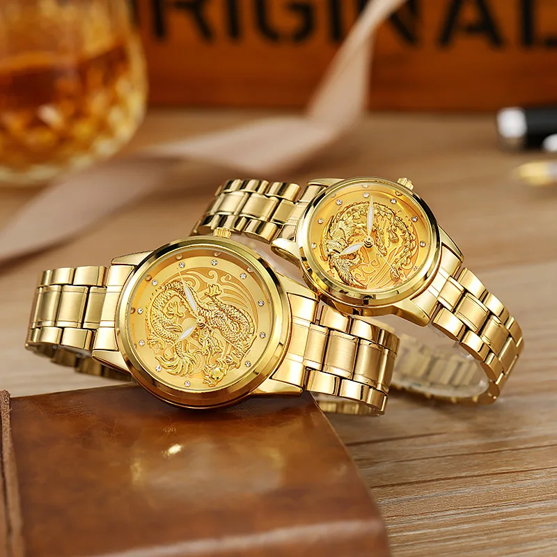 Men's and Women's Couple Watches with Dragon and Phoenix Pattern Waterproof Quartz Watch Steel Band Watch Band Clock V98 Reloj
Men's and Women's Couple Watches with Dragon and Phoenix Pattern Waterproof Quartz Watch Steel Band Watch Band Clock V98 Reloj