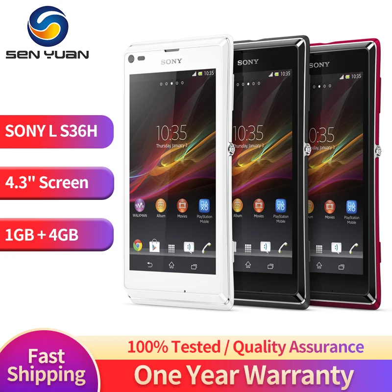 

Original Sony Xperia L S36H C2105 3G Mobile Phone 4.3" 1GB RAM 4GB ROM 8MP 720p Video CellPhone Dual Core Android Smartphone