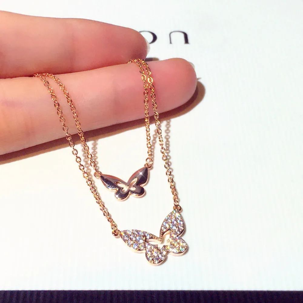 South Korea New 18K Gold Plated Necklace Super Flash Set Zircon Butterfly Elegant Clavicle Chain Short Necklace Jewelry Gift
South Korea New 18K Gold Plated Necklace Super Flash Set Zircon Butterfly Elegant Clavicle Chain Short Necklace Jewelry Gift