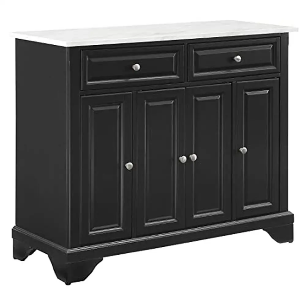 Distressed Black Kitchen Island with Faux-Marble Top Adjustable Shelves Cabinets & Drawers Ideal Microwave Cart or Coffee Bar
Distressed Black Kitchen Island with Faux-Marble Top Adjustable Shelves Cabinets & Drawers Ideal Microwave Cart or Coffee Bar