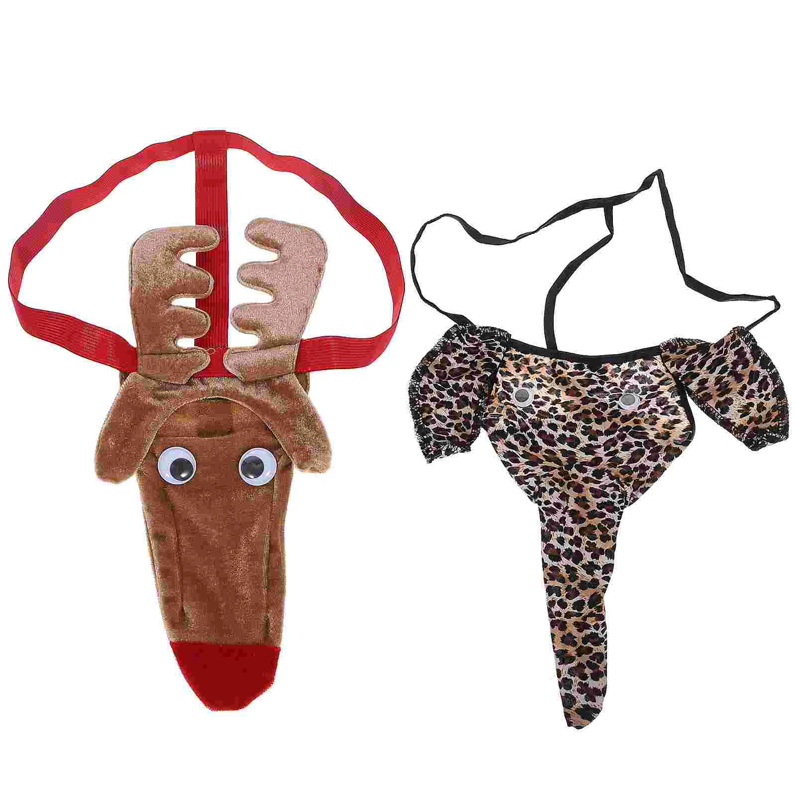 

2 Pcs Halloween Costumes for Men Men's Elk Deer Briefs Elephant Thong Animal Panties Man