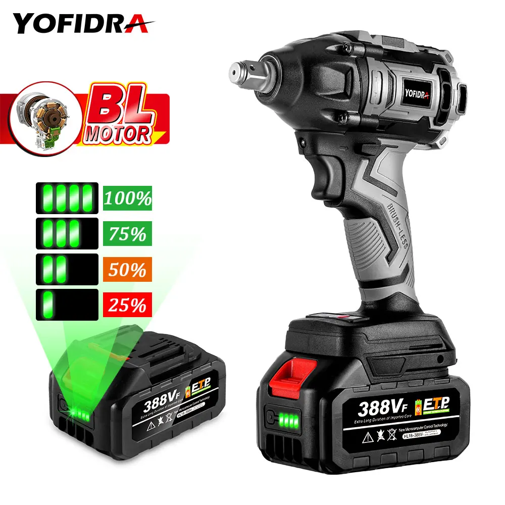 Yofidra 18V Electric Impact Wrench 320N.m Brushless Wrench with 1/2 Battery for Woodworking Decoration Home DIY Power Tool
Yofidra 18V Electric Impact Wrench 320N.m Brushless Wrench with 1/2 Battery for Woodworking Decoration Home DIY Power Tool
