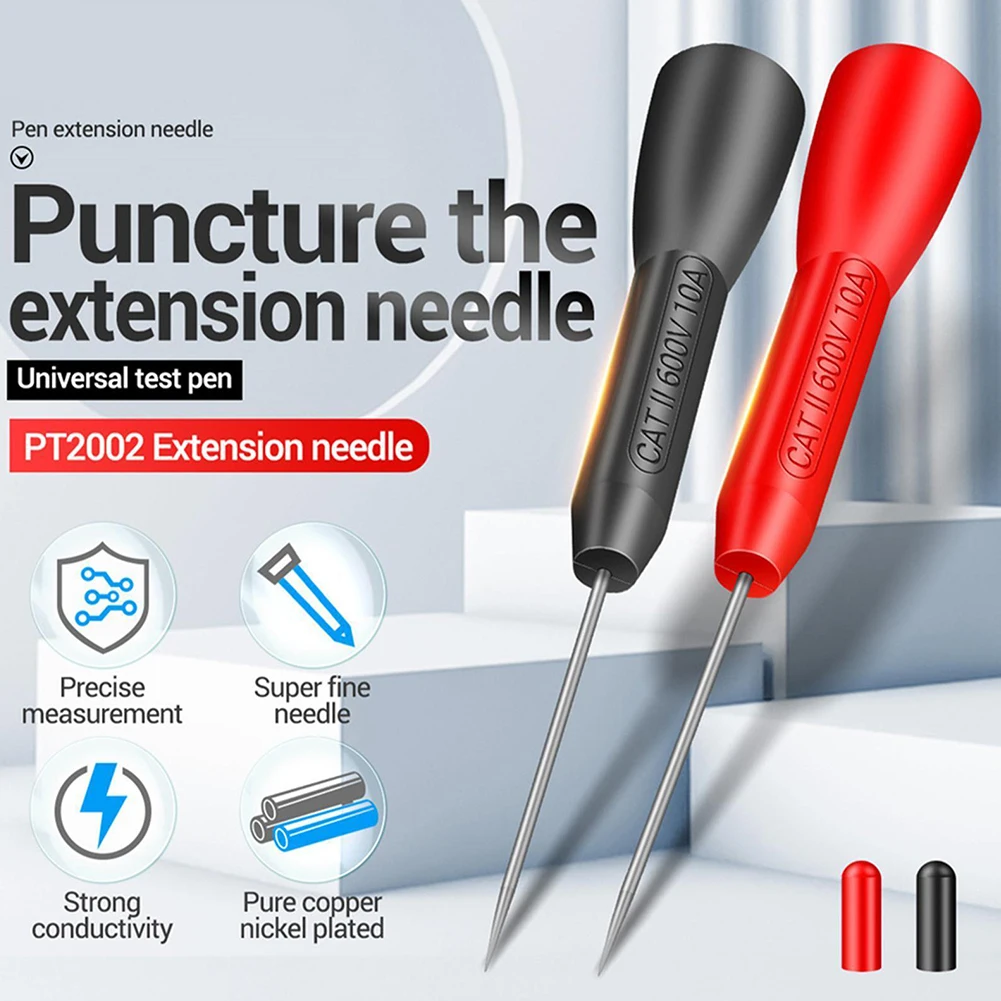2pcs Multimeter Test Lead Extention Piercing Needle Tip Probe 600V 10A Red/Black Insulation Pins Probes Measuring Tool Parts
2pcs Multimeter Test Lead Extention Piercing Needle Tip Probe 600V 10A Red/Black Insulation Pins Probes Measuring Tool Parts