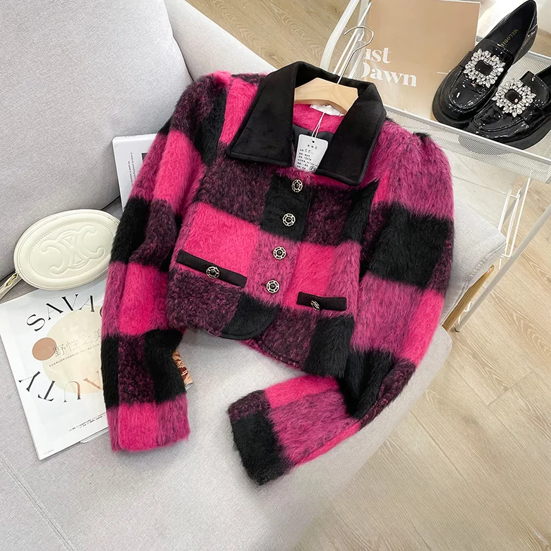 New Small Fragrant Long Sleeve Elegant Plaid Jackets for Women 2023 Autumn Women's Wool Coat Ladies Korean Street Fashion Jaket
New Small Fragrant Long Sleeve Elegant Plaid Jackets for Women 2023 Autumn Women's Wool Coat Ladies Korean Street Fashion Jaket