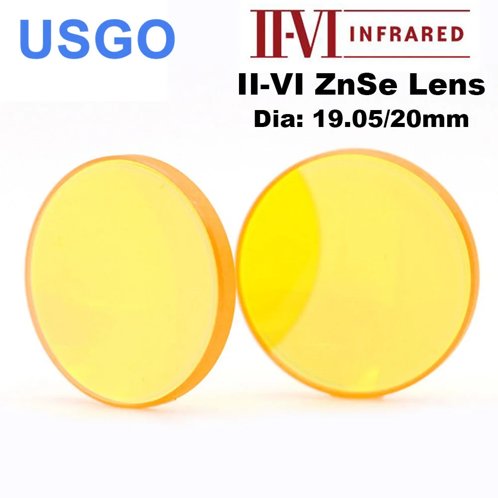 

USGO II-VI USA CVD ZnSe Focus Lens DIa. 19.05 / 20mm FL 38.1 50.8 63.5 101.6mm 2-4" for CO2 Laser Engraving Cutting Machine