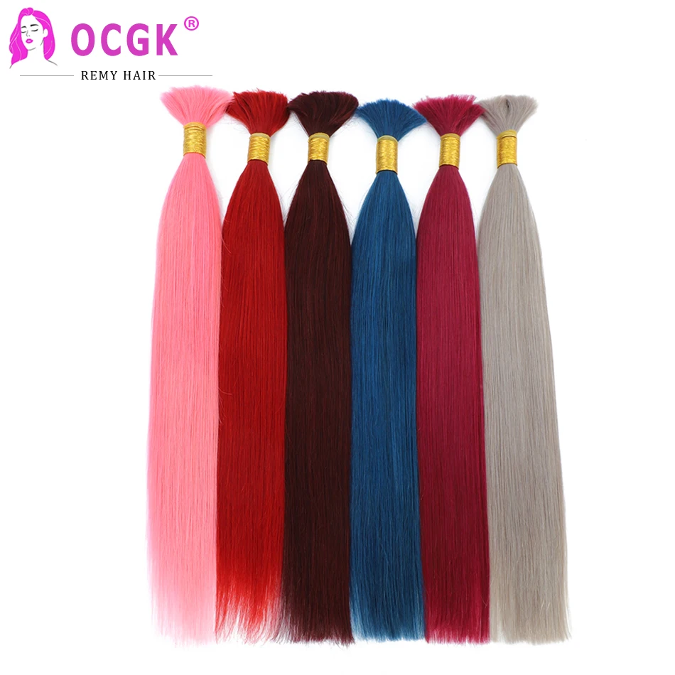 

Colorful Straight Human Bulk Hair For Braiding 14-28Inch 100G Brazilian Honey Blonde Thick Remy Hair Bundles No Weft Extensions