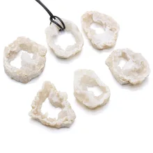 

Natural Stone Agate Crystal Cluster Slice Irregular Pendant Necklace For Jewelry MakingDIY Necklace Accessories Charm Gift Party